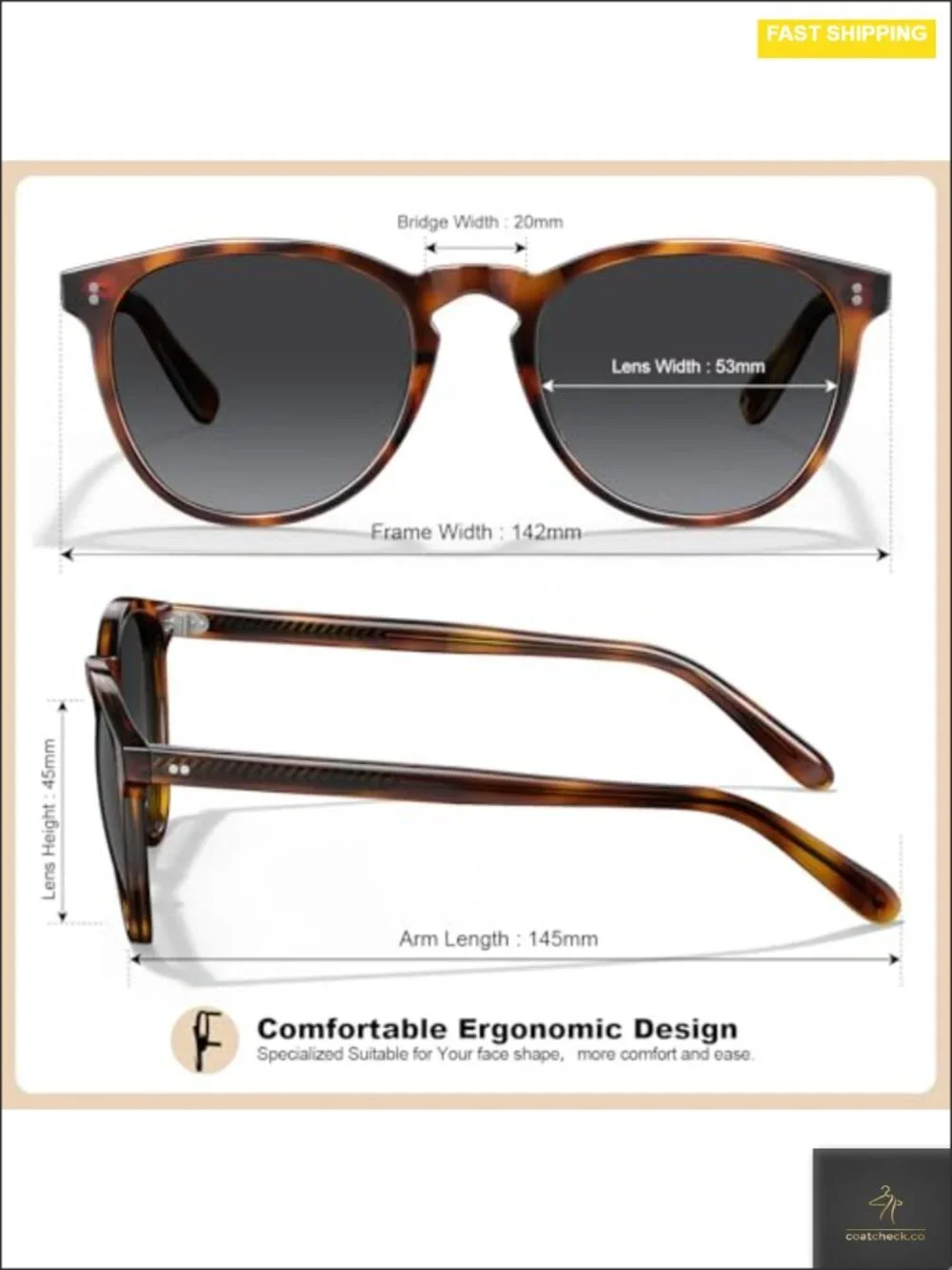 Retro Acetate Polarized Sunglasses for Women UV400